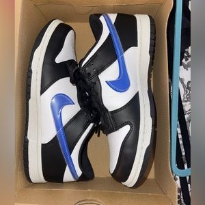 Nike Dunk Low Blue Swoosh Black White Panda Shoes FD0689-001 (GS) Youth Sizes